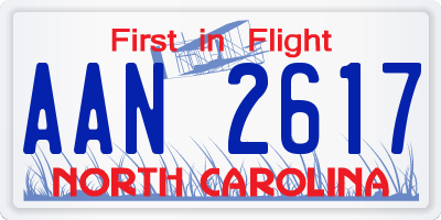 NC license plate AAN2617