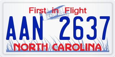 NC license plate AAN2637