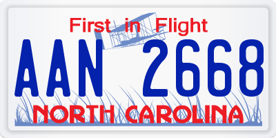 NC license plate AAN2668