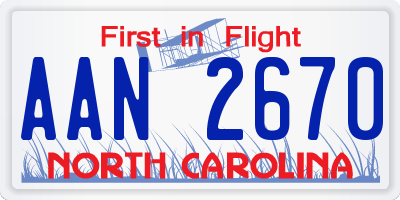 NC license plate AAN2670