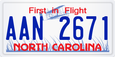 NC license plate AAN2671