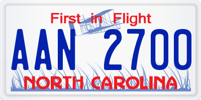 NC license plate AAN2700