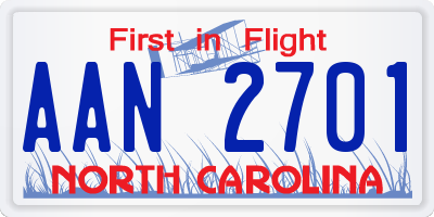 NC license plate AAN2701