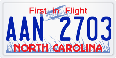 NC license plate AAN2703