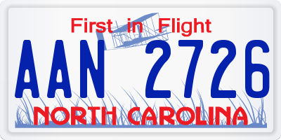 NC license plate AAN2726