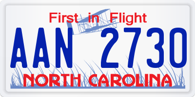 NC license plate AAN2730