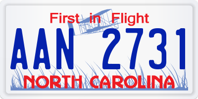 NC license plate AAN2731