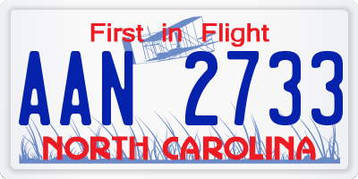 NC license plate AAN2733