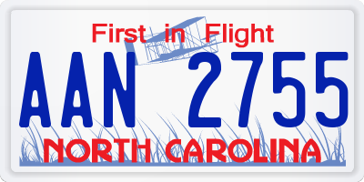 NC license plate AAN2755