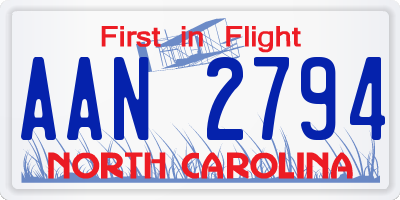 NC license plate AAN2794