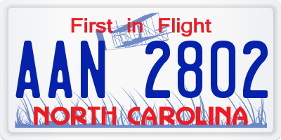 NC license plate AAN2802