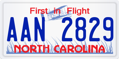 NC license plate AAN2829