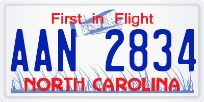 NC license plate AAN2834