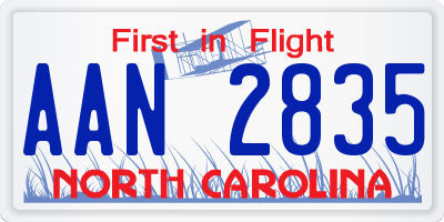 NC license plate AAN2835