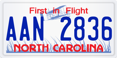 NC license plate AAN2836