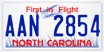 NC license plate AAN2854