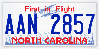 NC license plate AAN2857