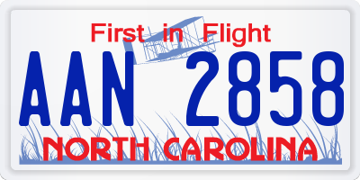 NC license plate AAN2858