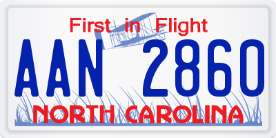 NC license plate AAN2860