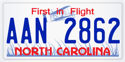 NC license plate AAN2862