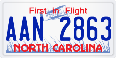 NC license plate AAN2863
