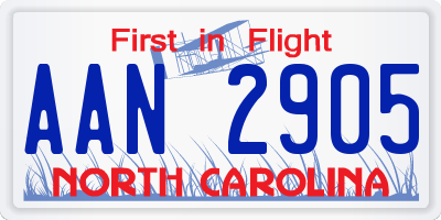 NC license plate AAN2905