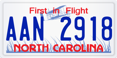 NC license plate AAN2918