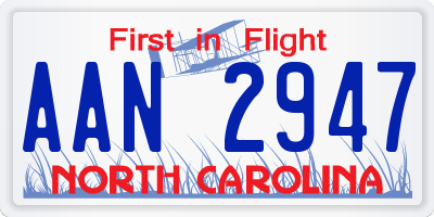 NC license plate AAN2947