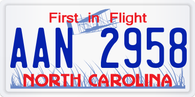 NC license plate AAN2958