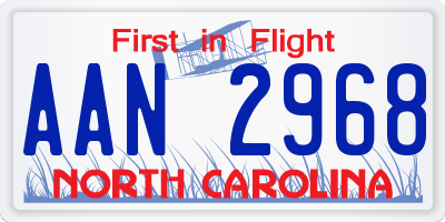NC license plate AAN2968