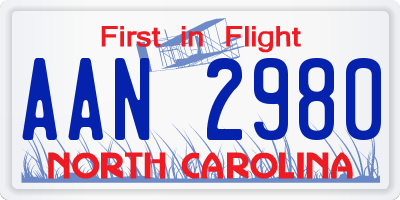 NC license plate AAN2980