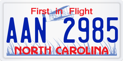NC license plate AAN2985