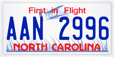 NC license plate AAN2996