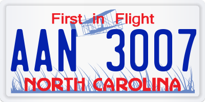 NC license plate AAN3007