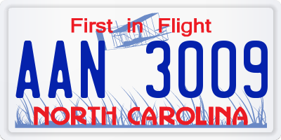 NC license plate AAN3009