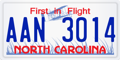 NC license plate AAN3014