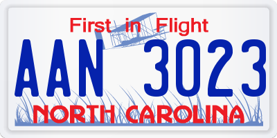 NC license plate AAN3023