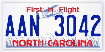 NC license plate AAN3042