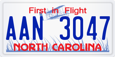NC license plate AAN3047