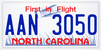 NC license plate AAN3050