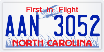 NC license plate AAN3052