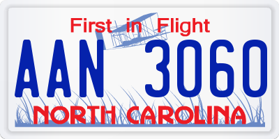 NC license plate AAN3060