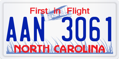 NC license plate AAN3061