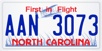 NC license plate AAN3073