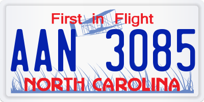 NC license plate AAN3085