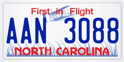 NC license plate AAN3088