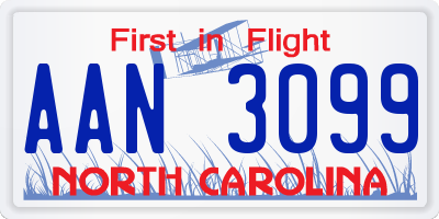 NC license plate AAN3099