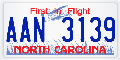 NC license plate AAN3139
