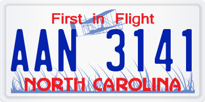 NC license plate AAN3141