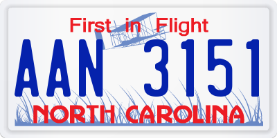 NC license plate AAN3151